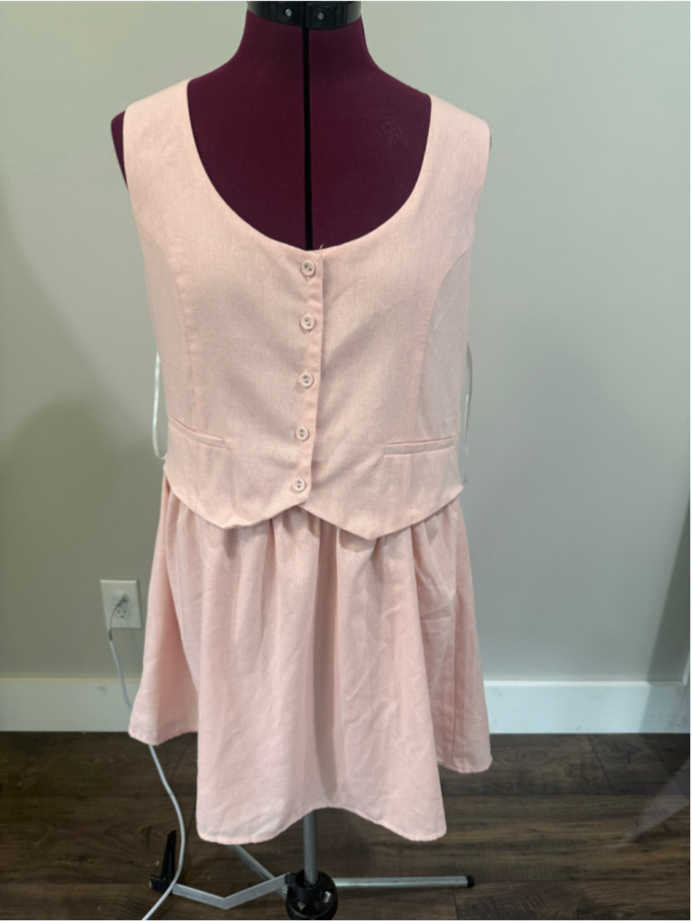 Anthropologie Paper Heart Linen Blend Vest Mini Dress XL